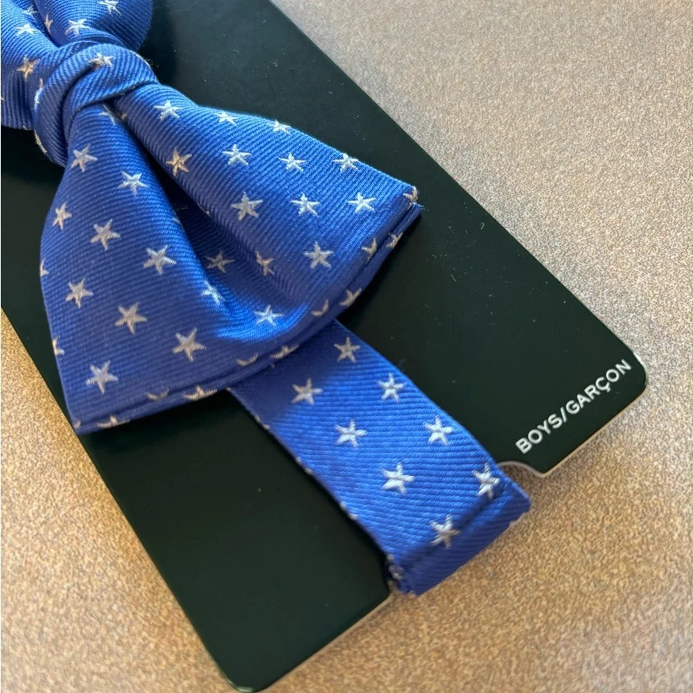 Lauren Ralph Lauren Blue Silk Bow Tie with Silver Stars